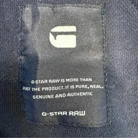G Star Raw Hoodie Mens S Navy Pullover Striped Embroidered Logo - Picture 6 of 8